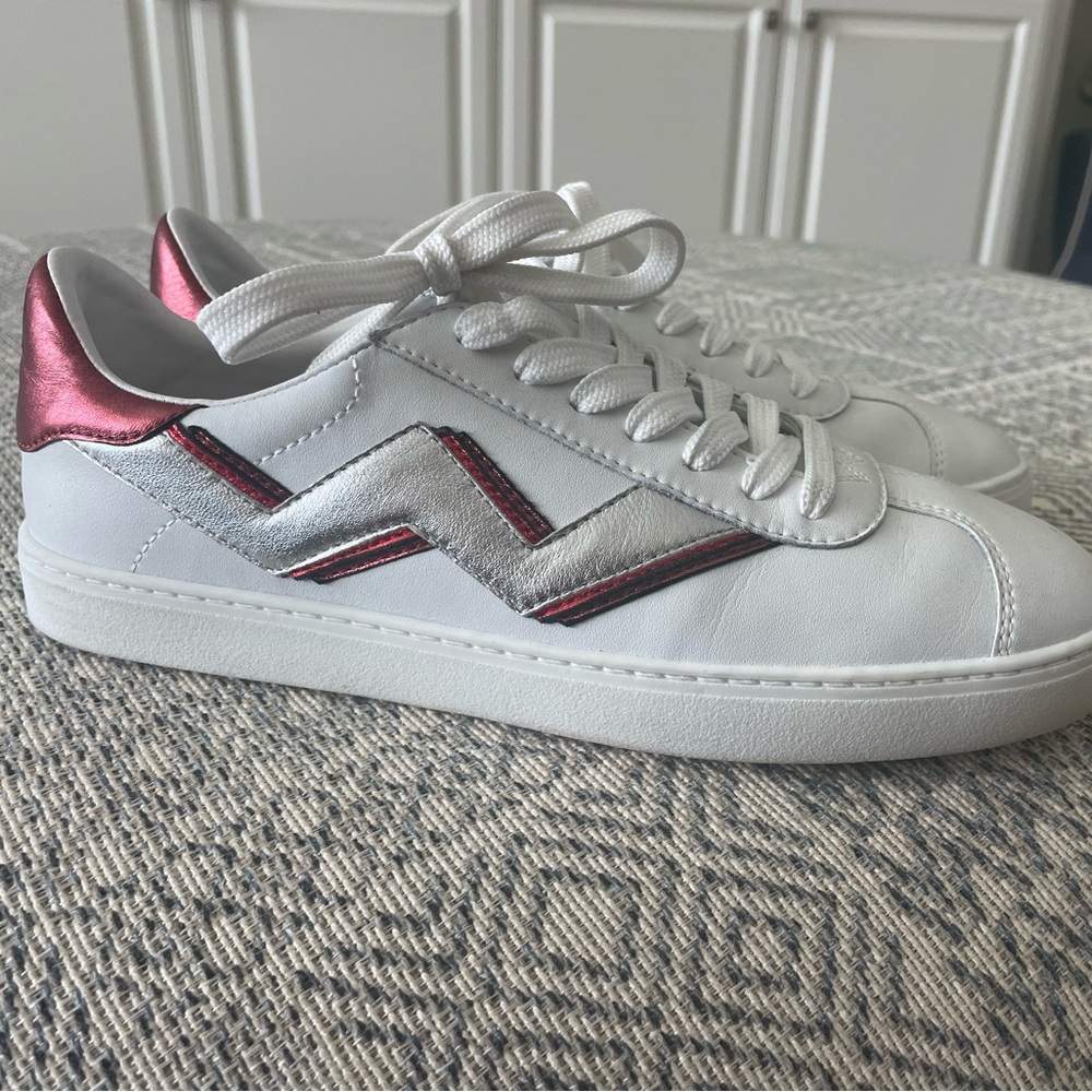 Stuart Weitzman White and Pink Athletic Shoes